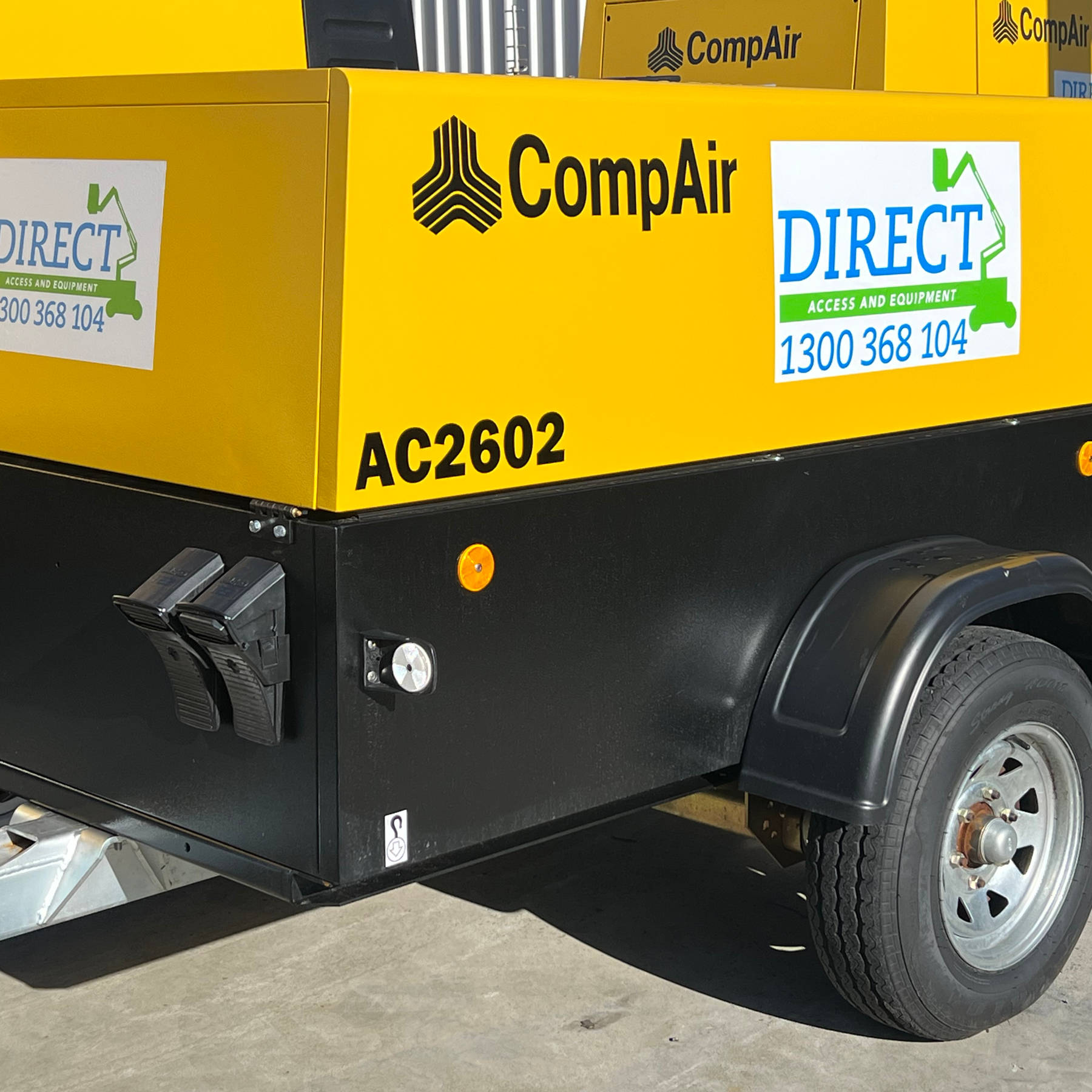 Air, light and power air compressors, generators, lighting towers