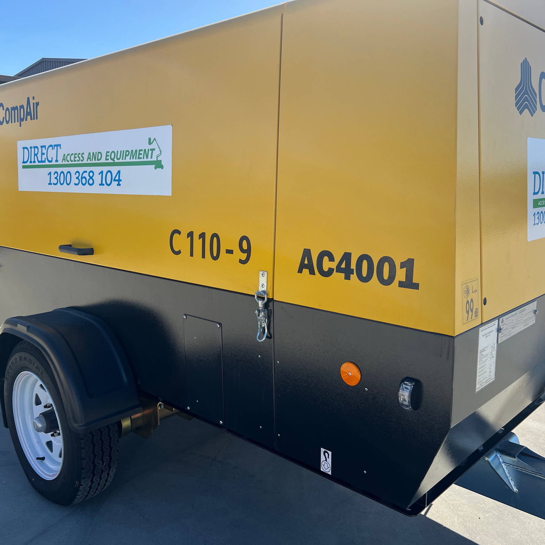 Air, light and power air compressors, generators, lighting towers